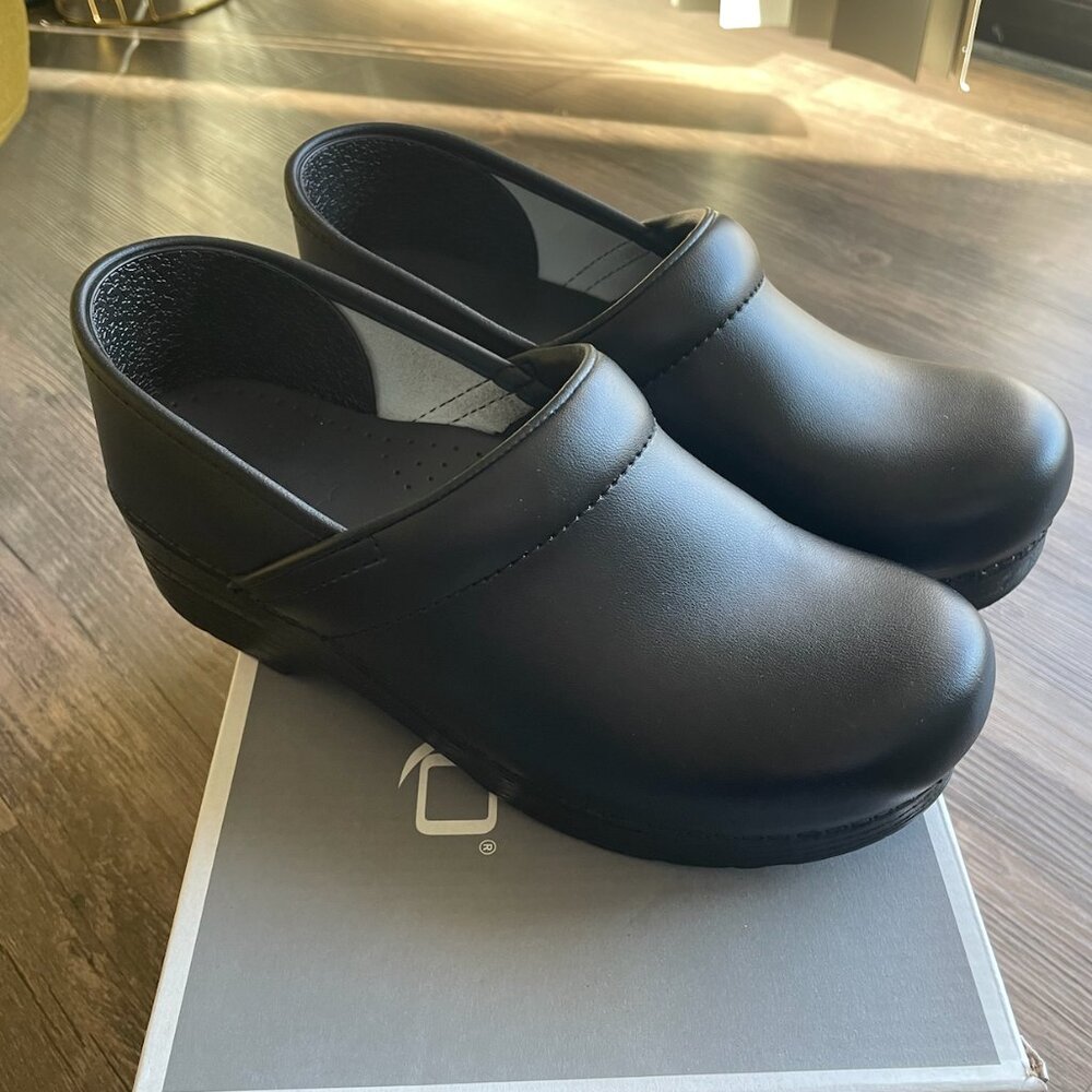 Dansko Professional Black Leather Clogs
